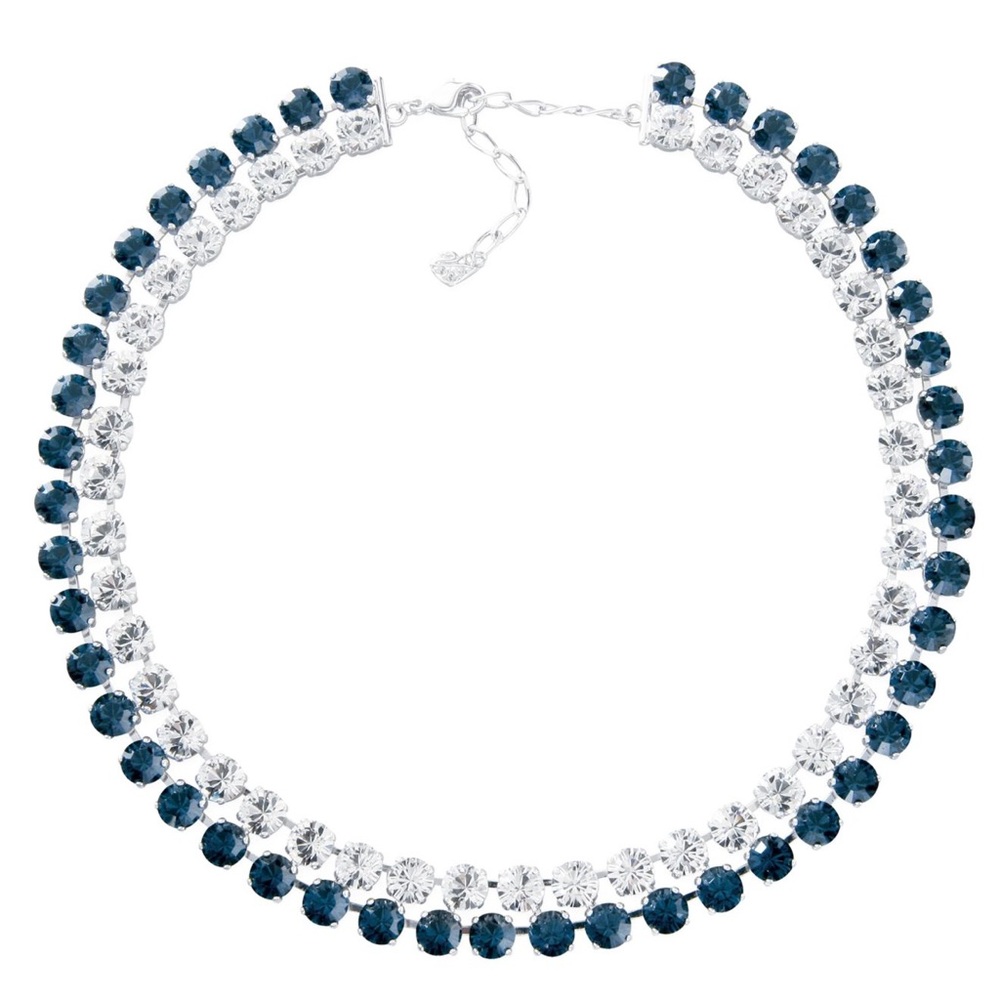 Swarovski-Hot Montana Blue & Clear Crystal Collar